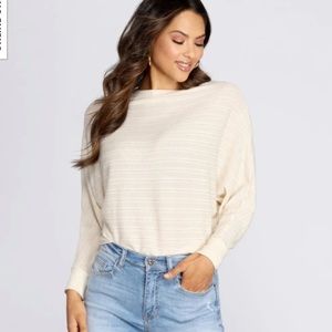 Windsor beige ribbed knit dolman sleeve top size small